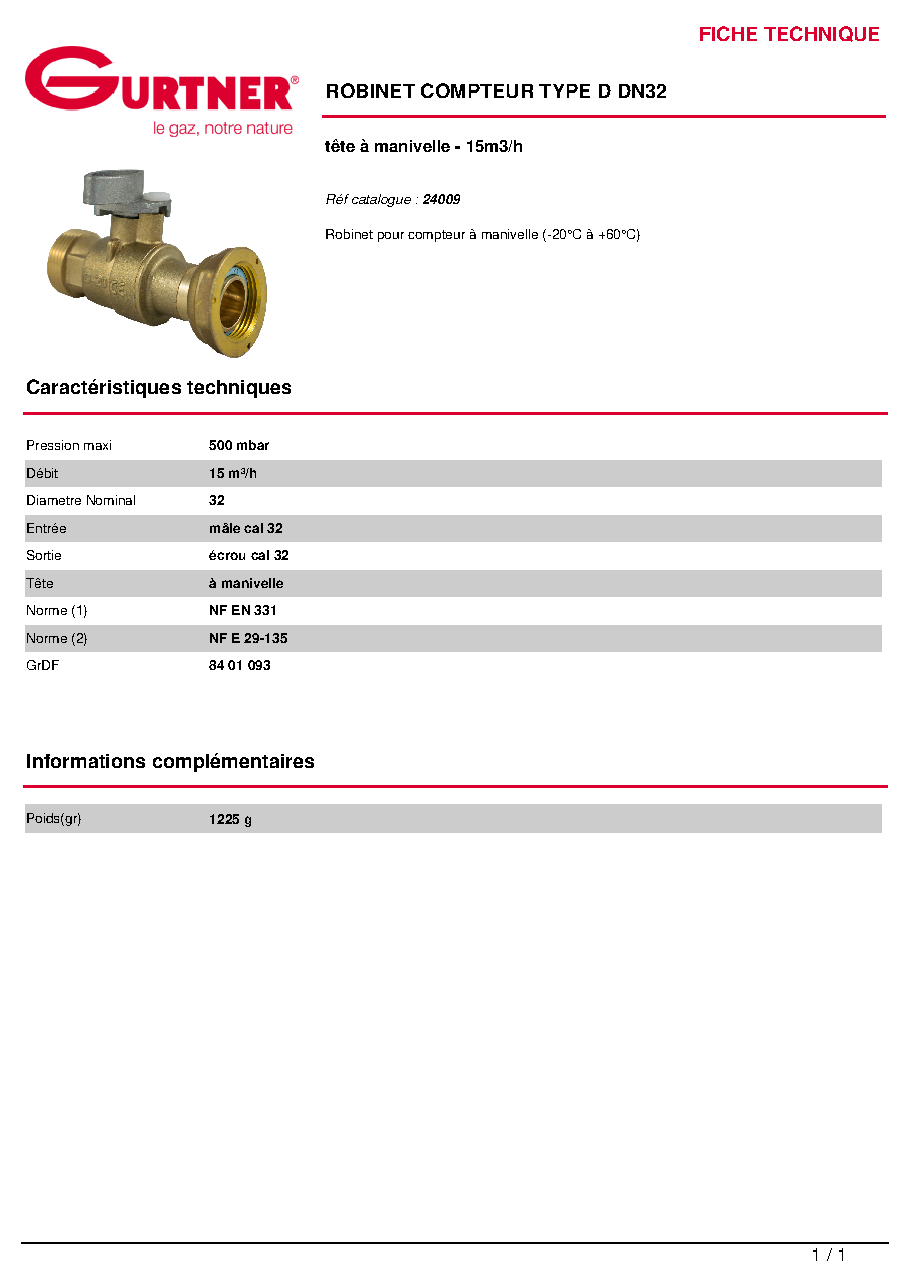Fiche technique fournisseur
