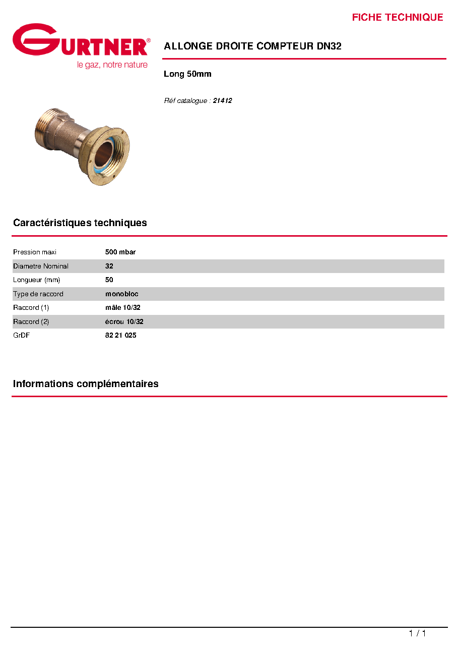 Fiche technique fournisseur