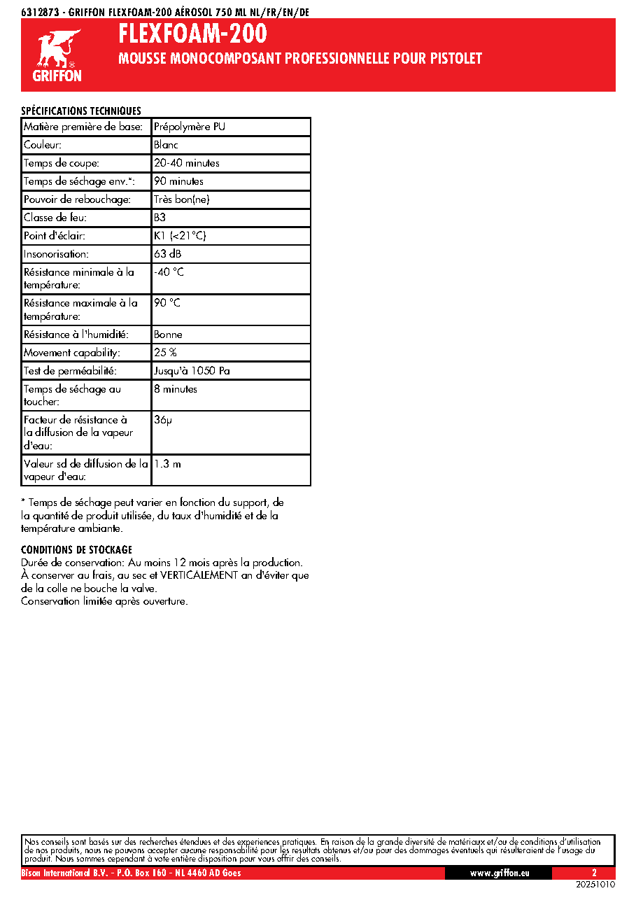 Fiche technique fournisseur