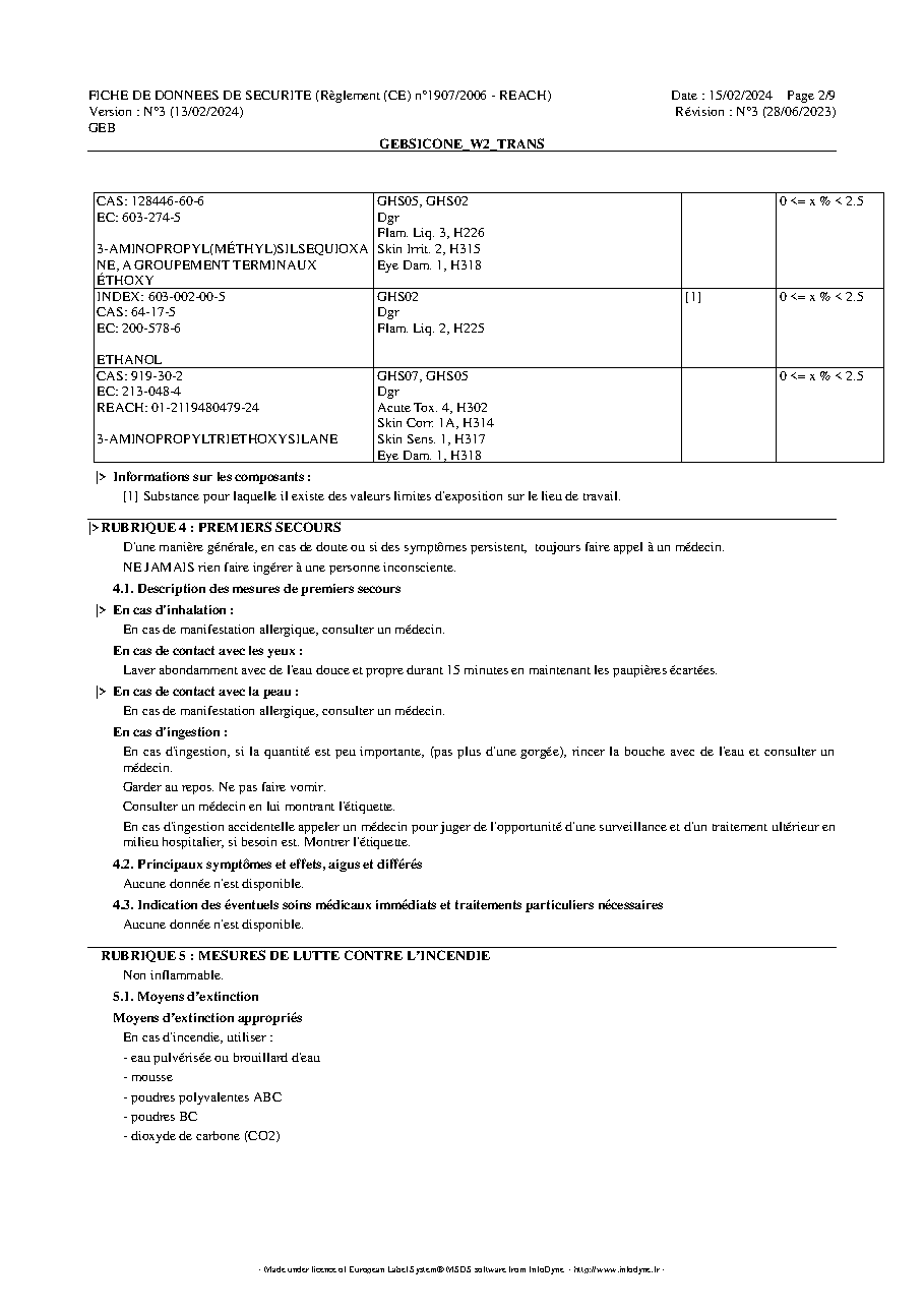 Fiche technique fournisseur