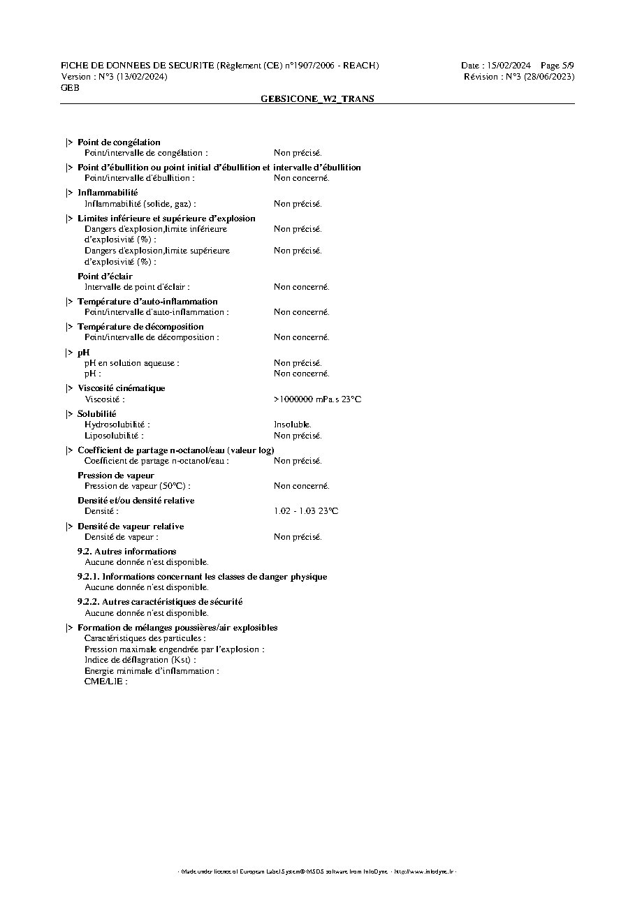 Fiche technique fournisseur