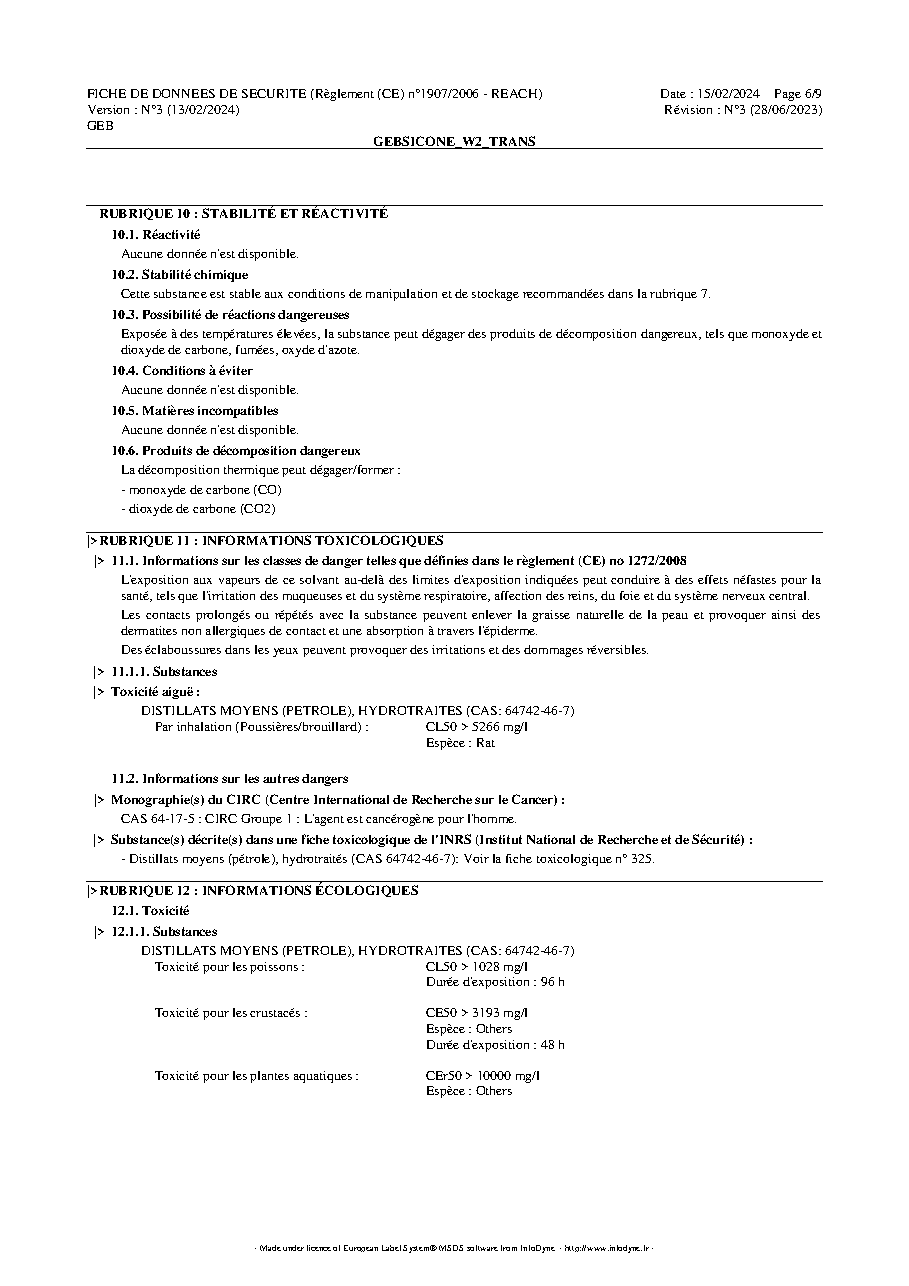 Fiche technique fournisseur