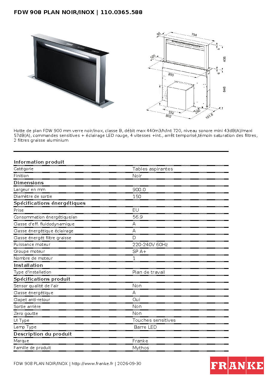 Fiche technique fournisseur