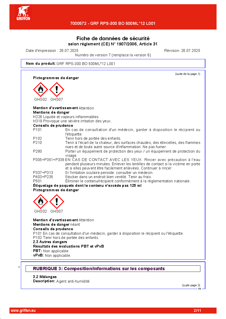 Fiche technique fournisseur