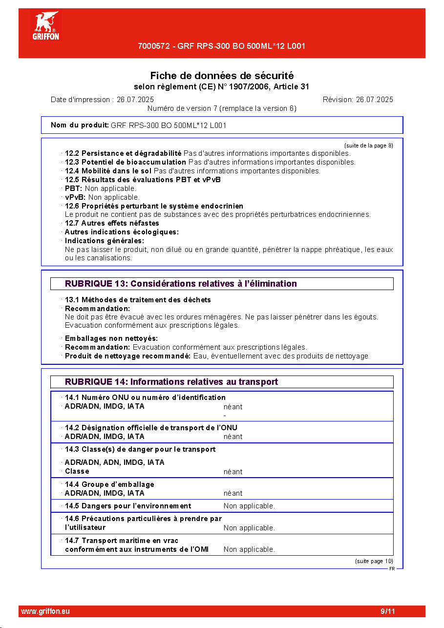 Fiche technique fournisseur