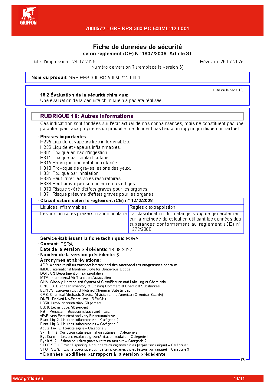 Fiche technique fournisseur