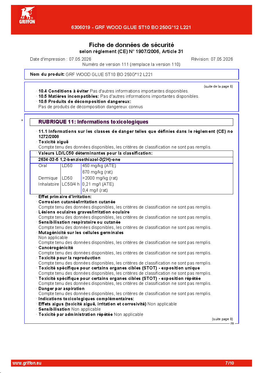 Fiche technique fournisseur