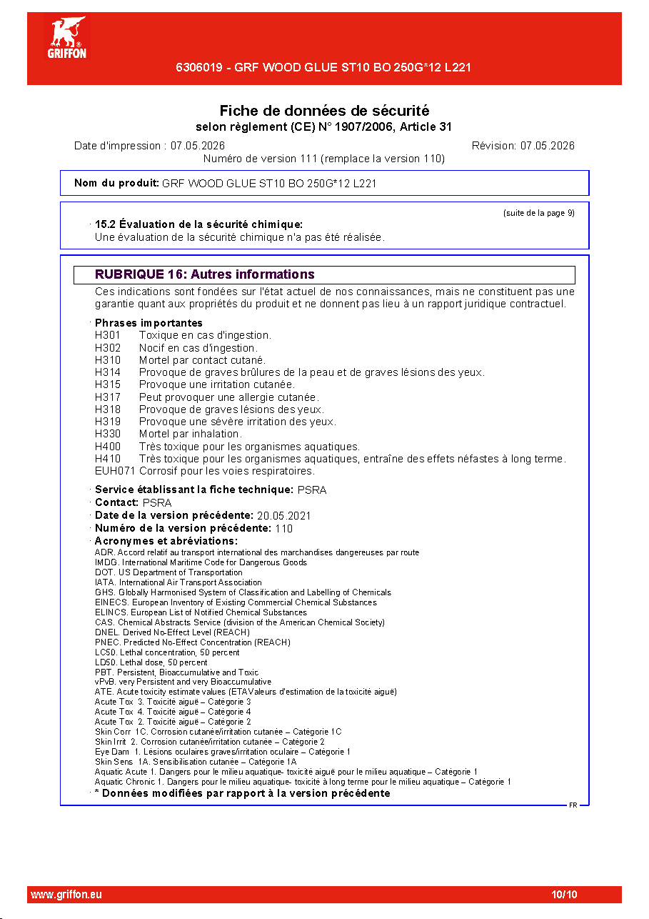 Fiche technique fournisseur