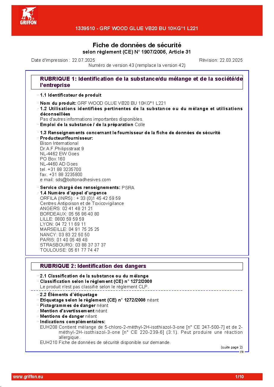 Fiche technique fournisseur