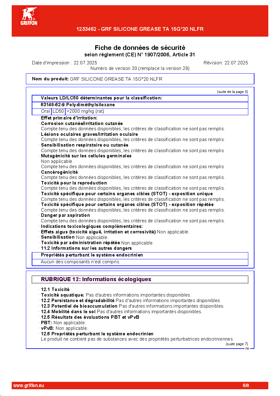 Fiche technique fournisseur
