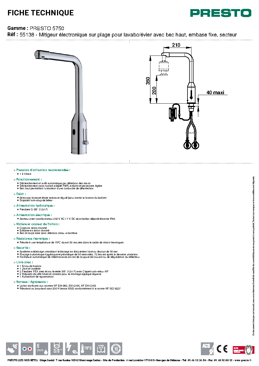 Fiche technique fournisseur
