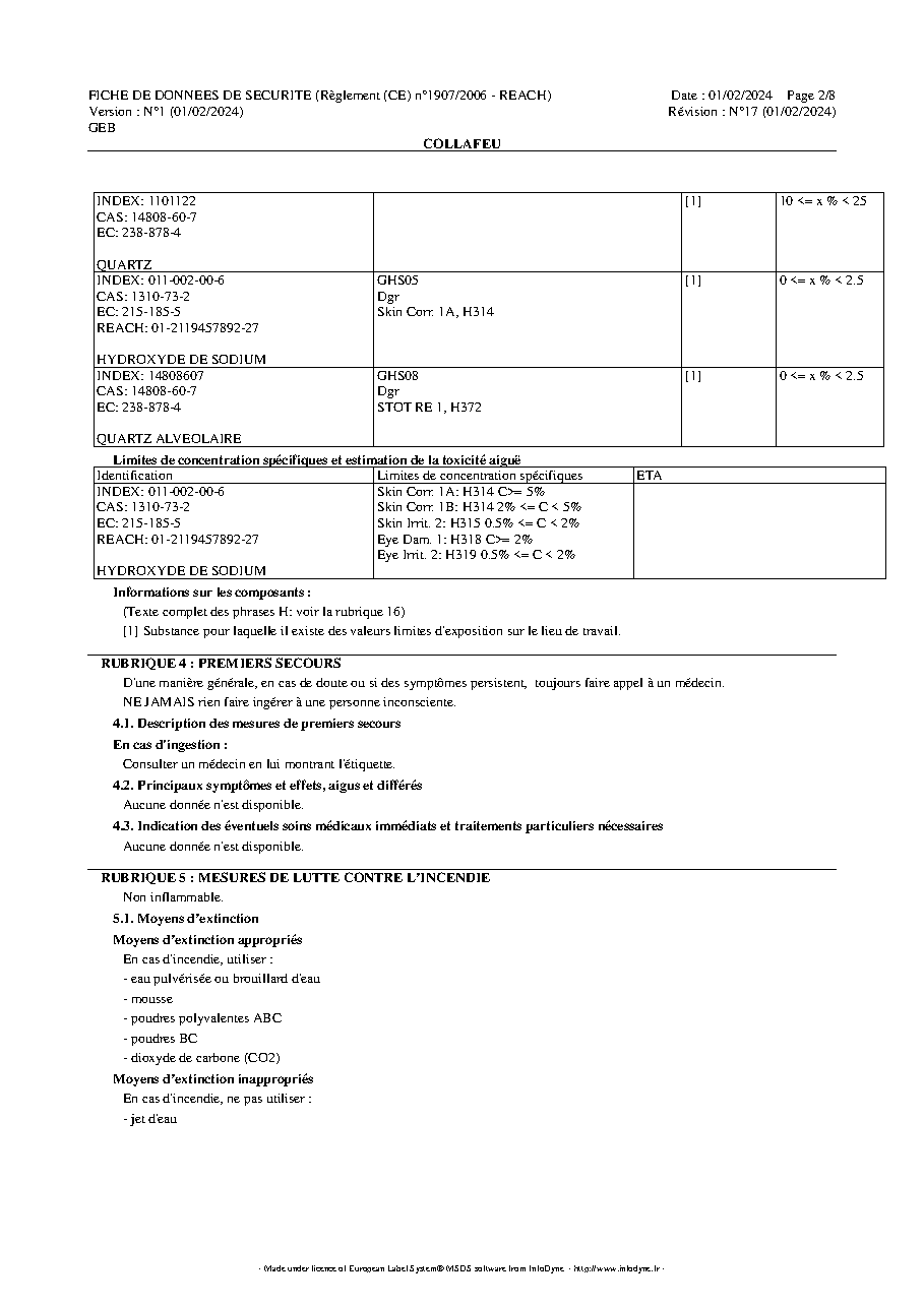 Fiche technique fournisseur
