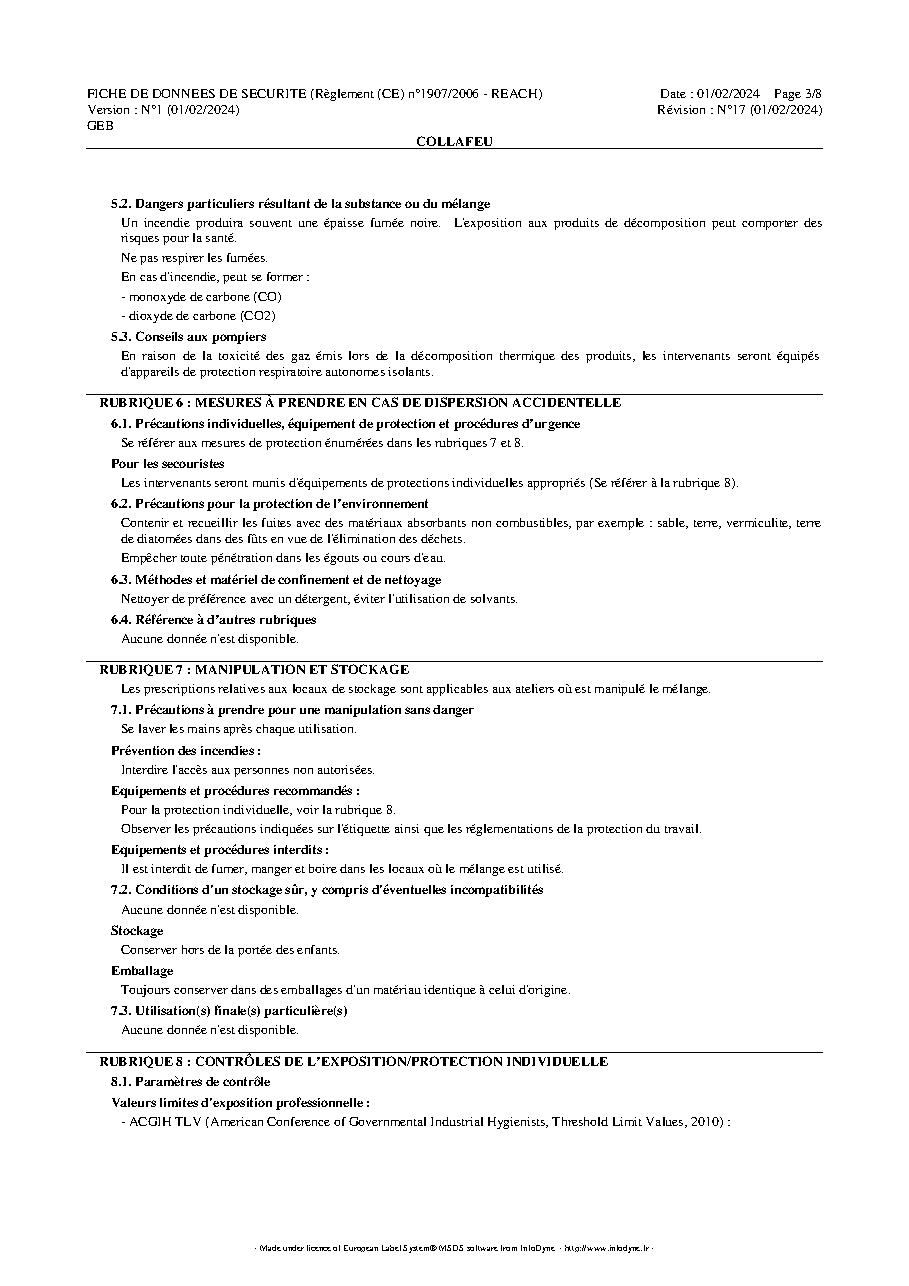 Fiche technique fournisseur