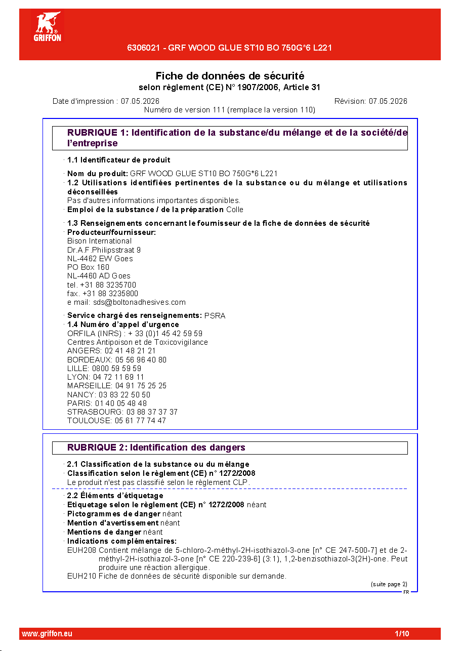 Fiche technique fournisseur