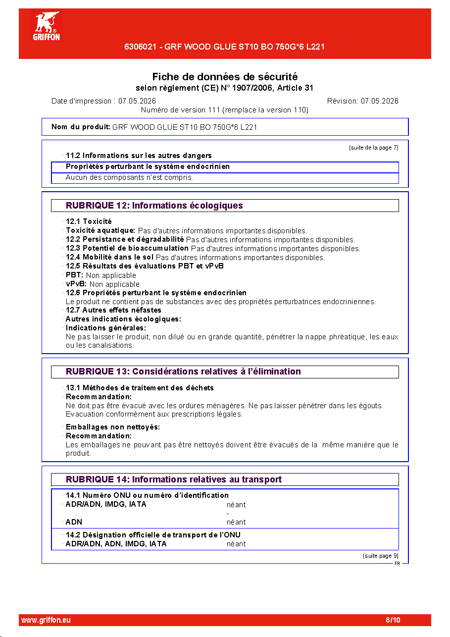 Fiche technique fournisseur