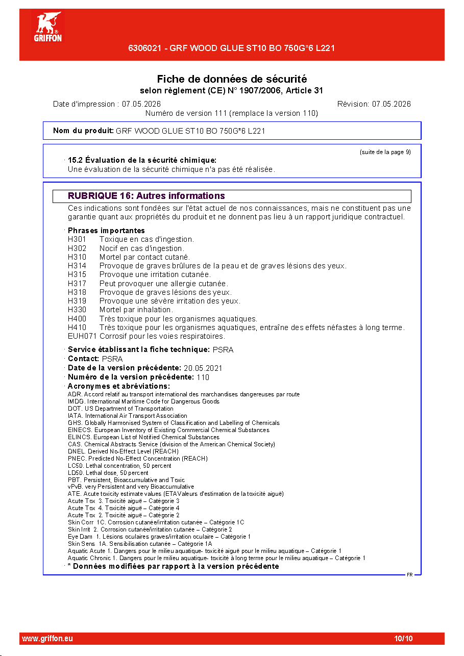 Fiche technique fournisseur