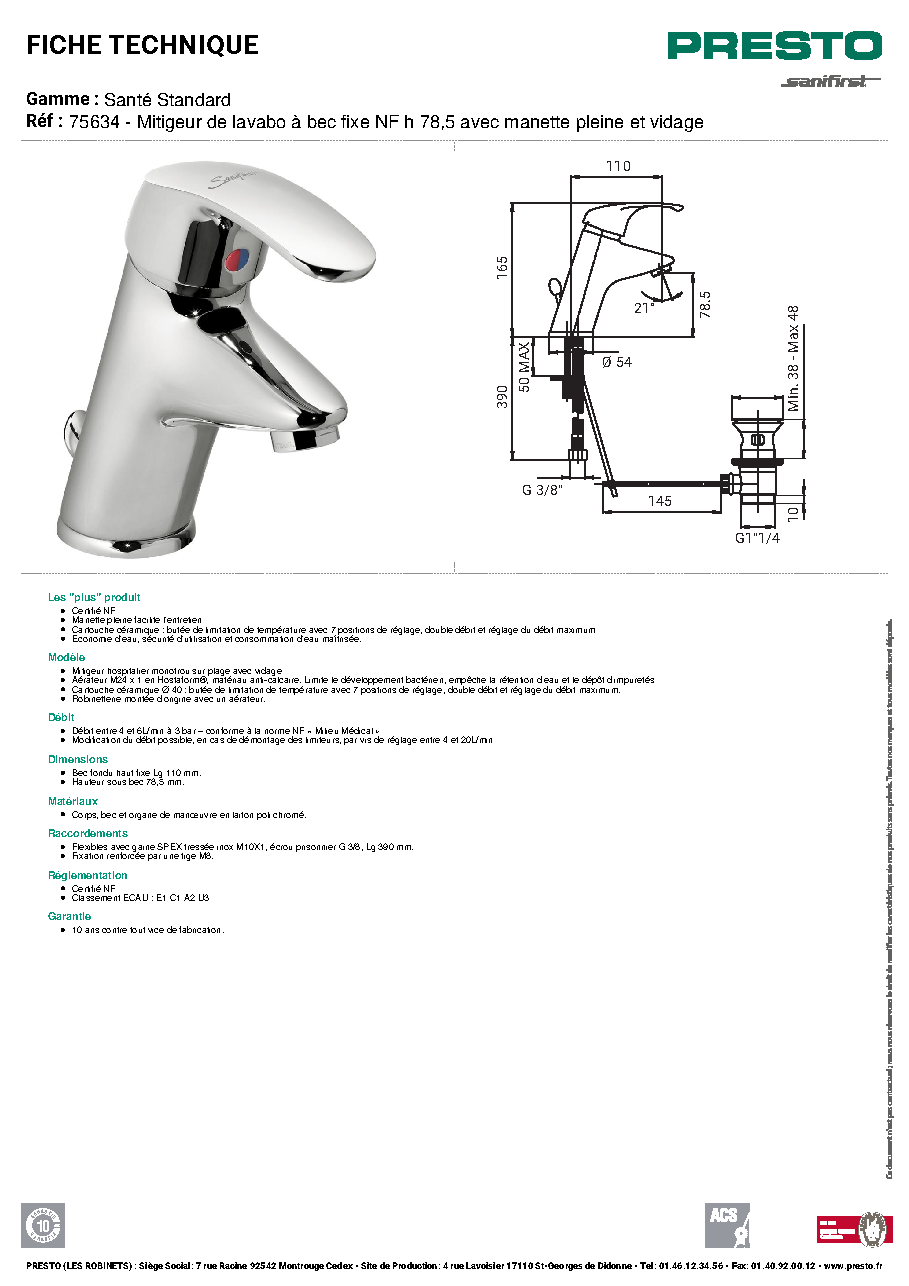 Fiche technique fournisseur
