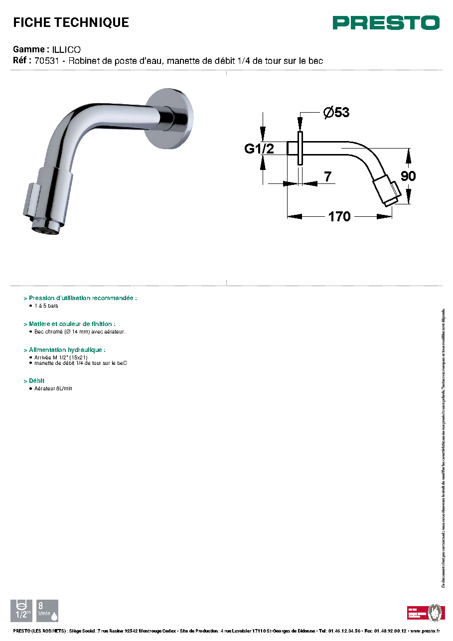 Fiche technique fournisseur