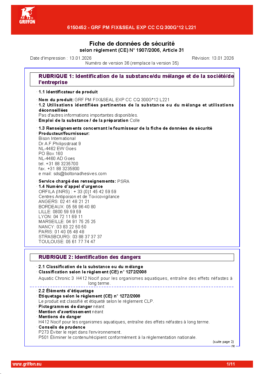 Fiche technique fournisseur