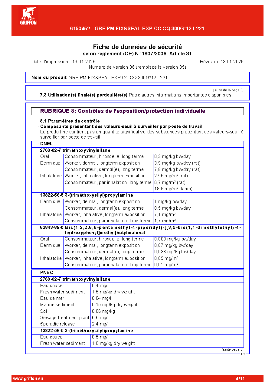 Fiche technique fournisseur