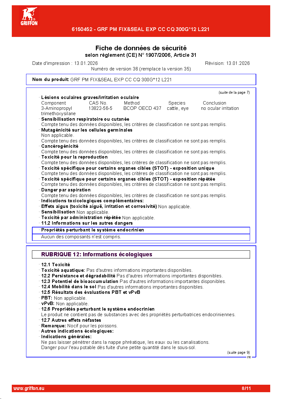 Fiche technique fournisseur