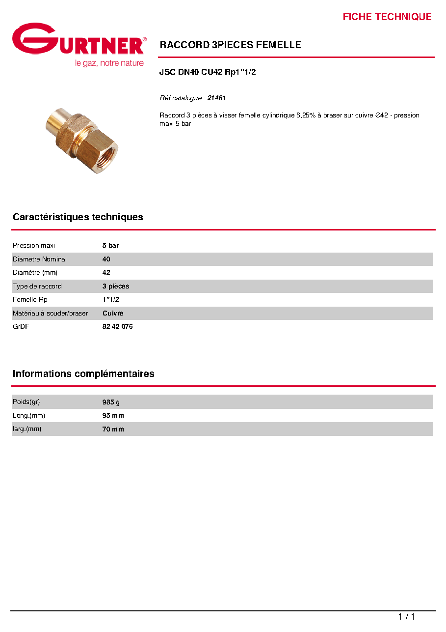 Fiche technique fournisseur