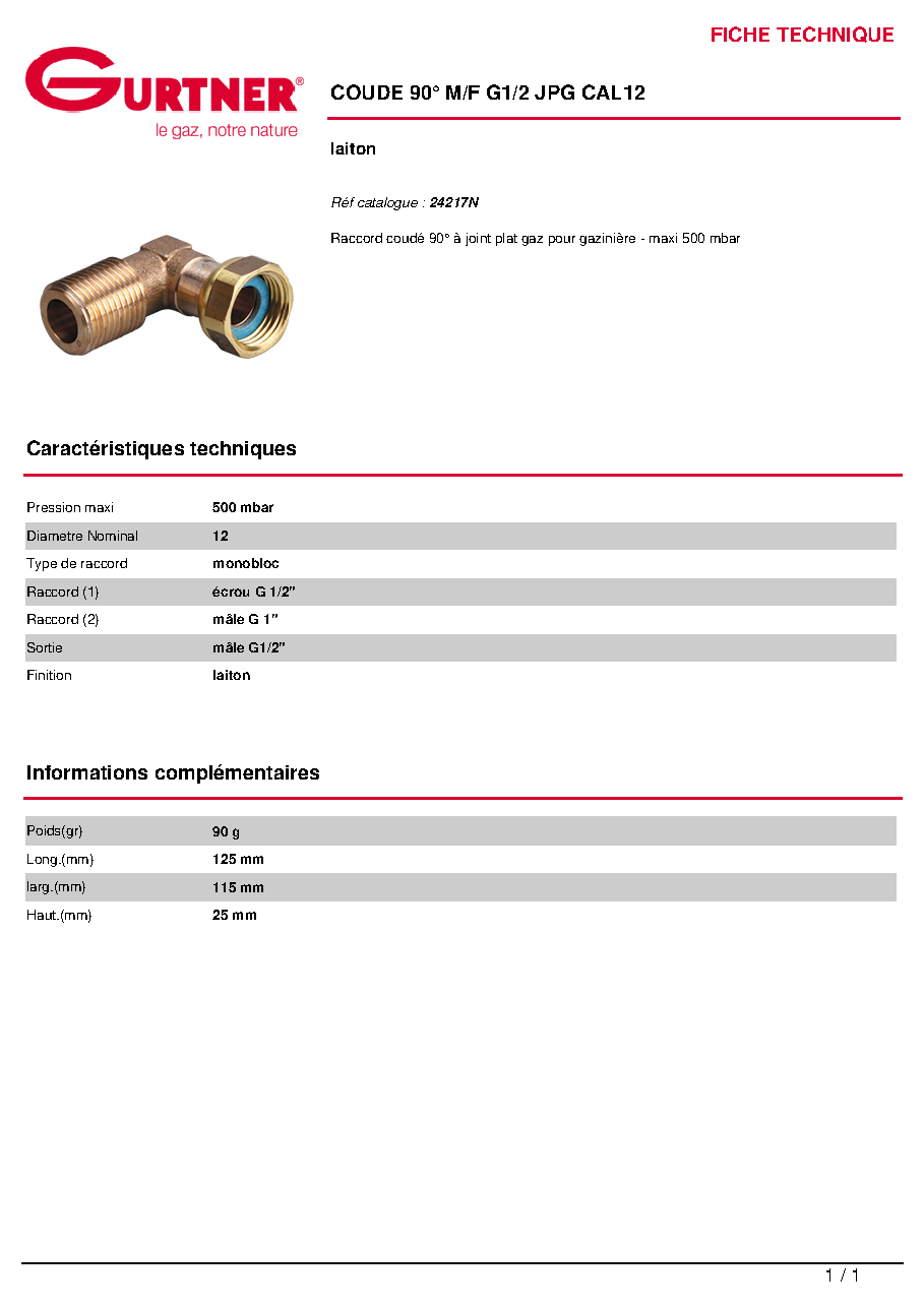 Fiche technique fournisseur
