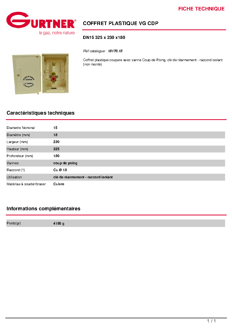 Fiche technique fournisseur