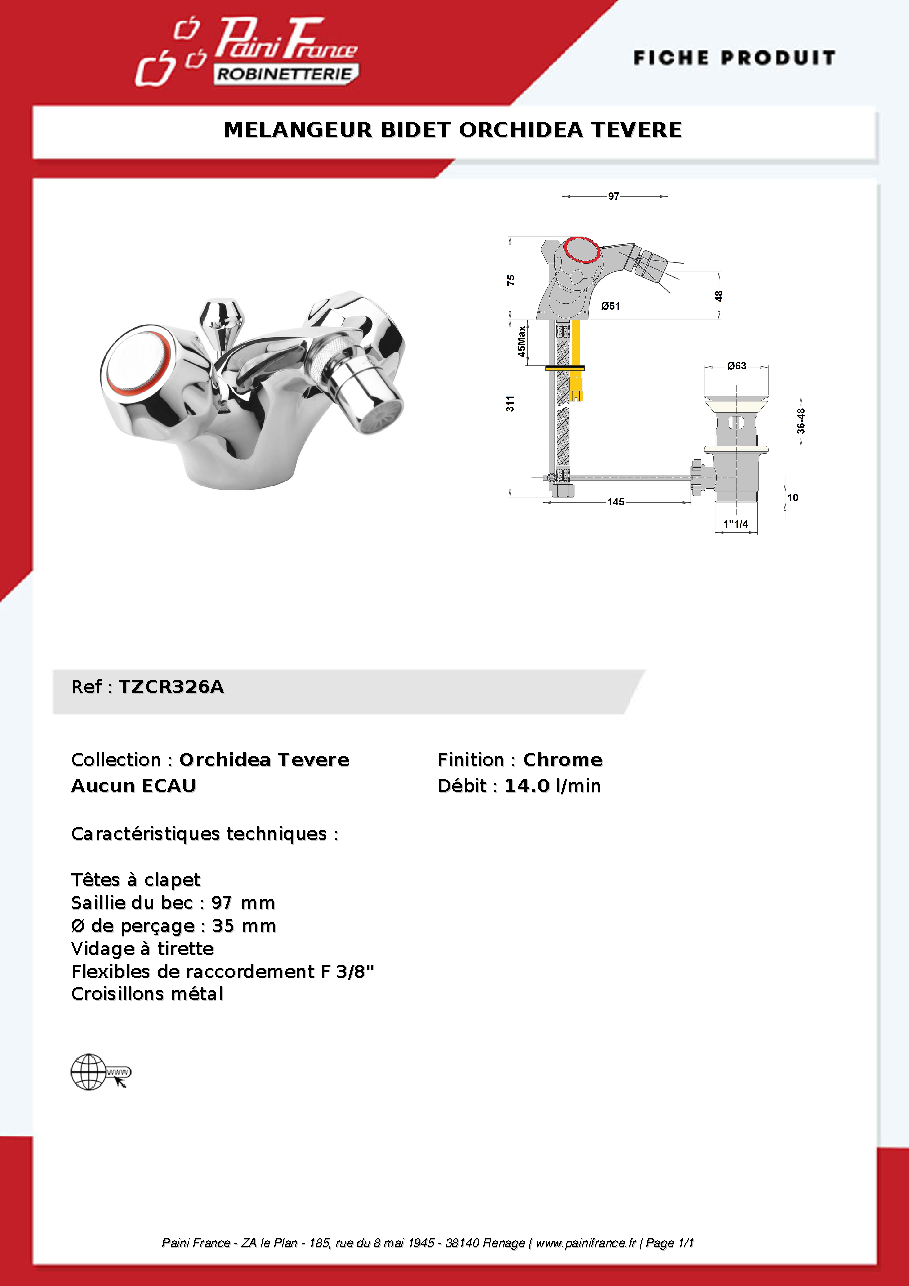 Fiche technique fournisseur