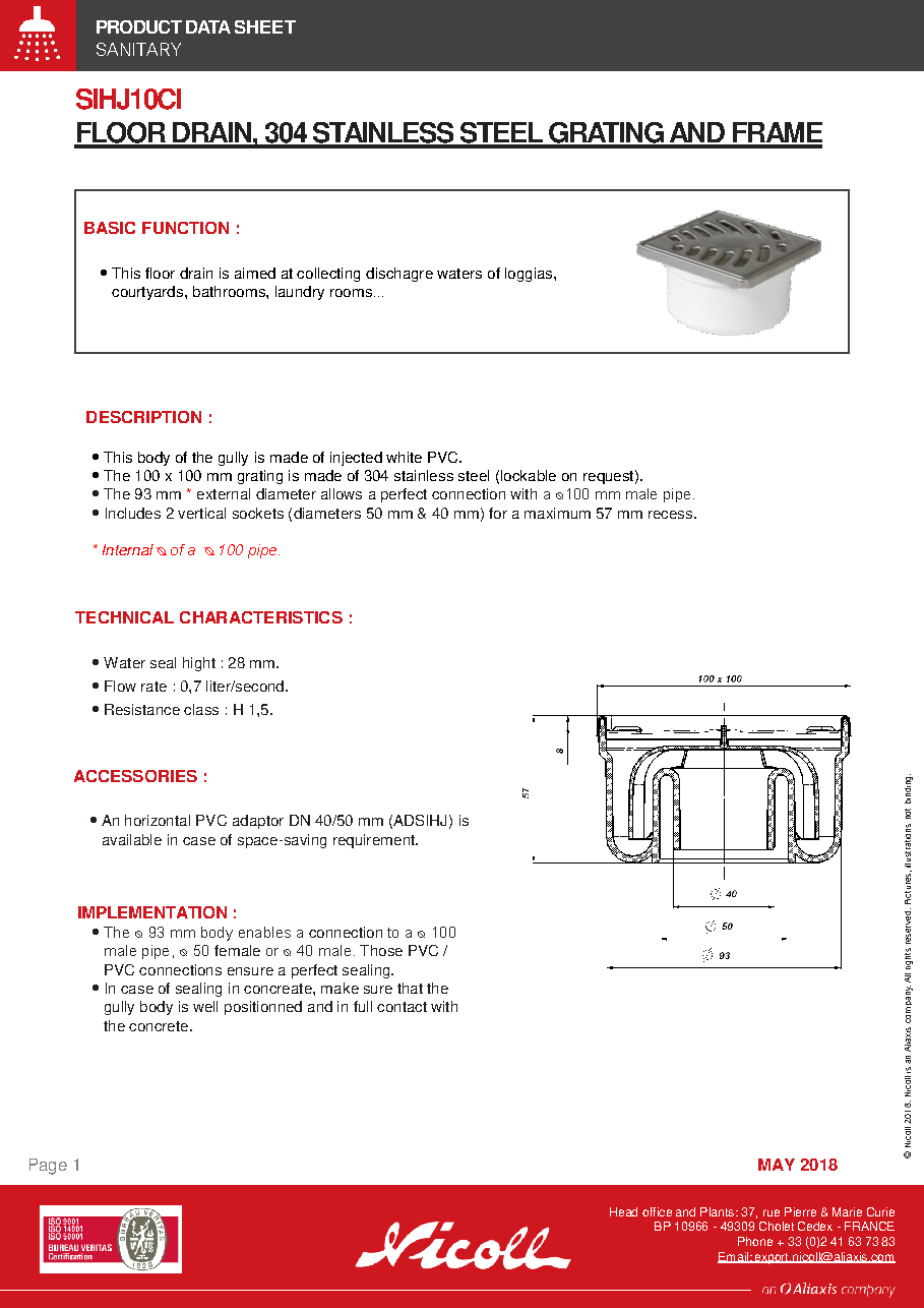 Fiche technique fournisseur