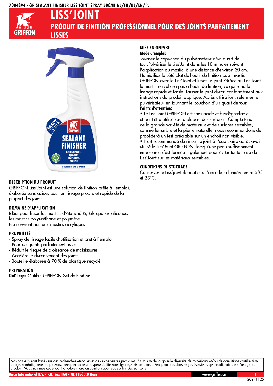 Fiche technique fournisseur