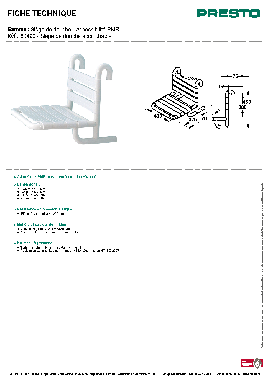Fiche technique fournisseur