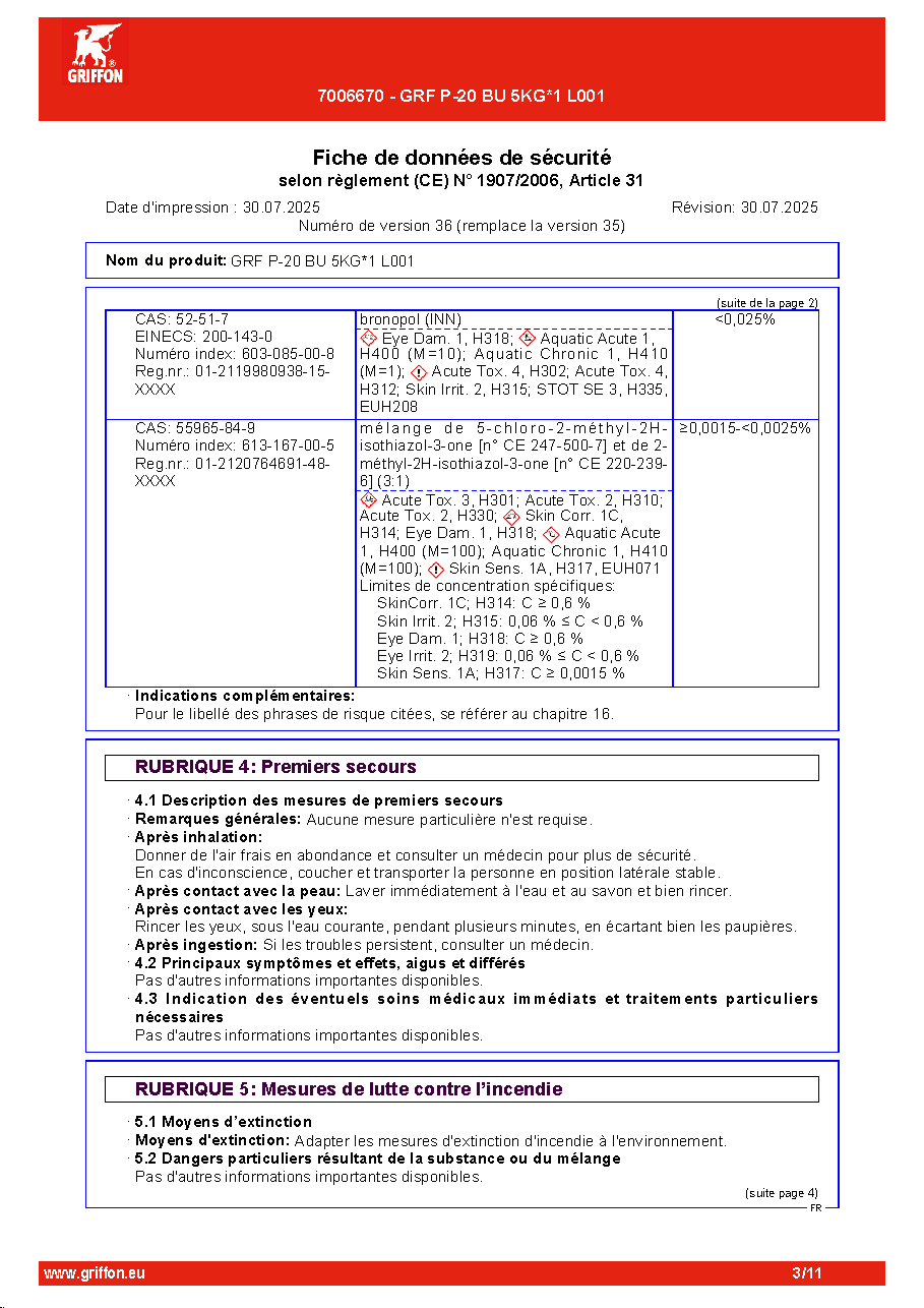 Fiche technique fournisseur