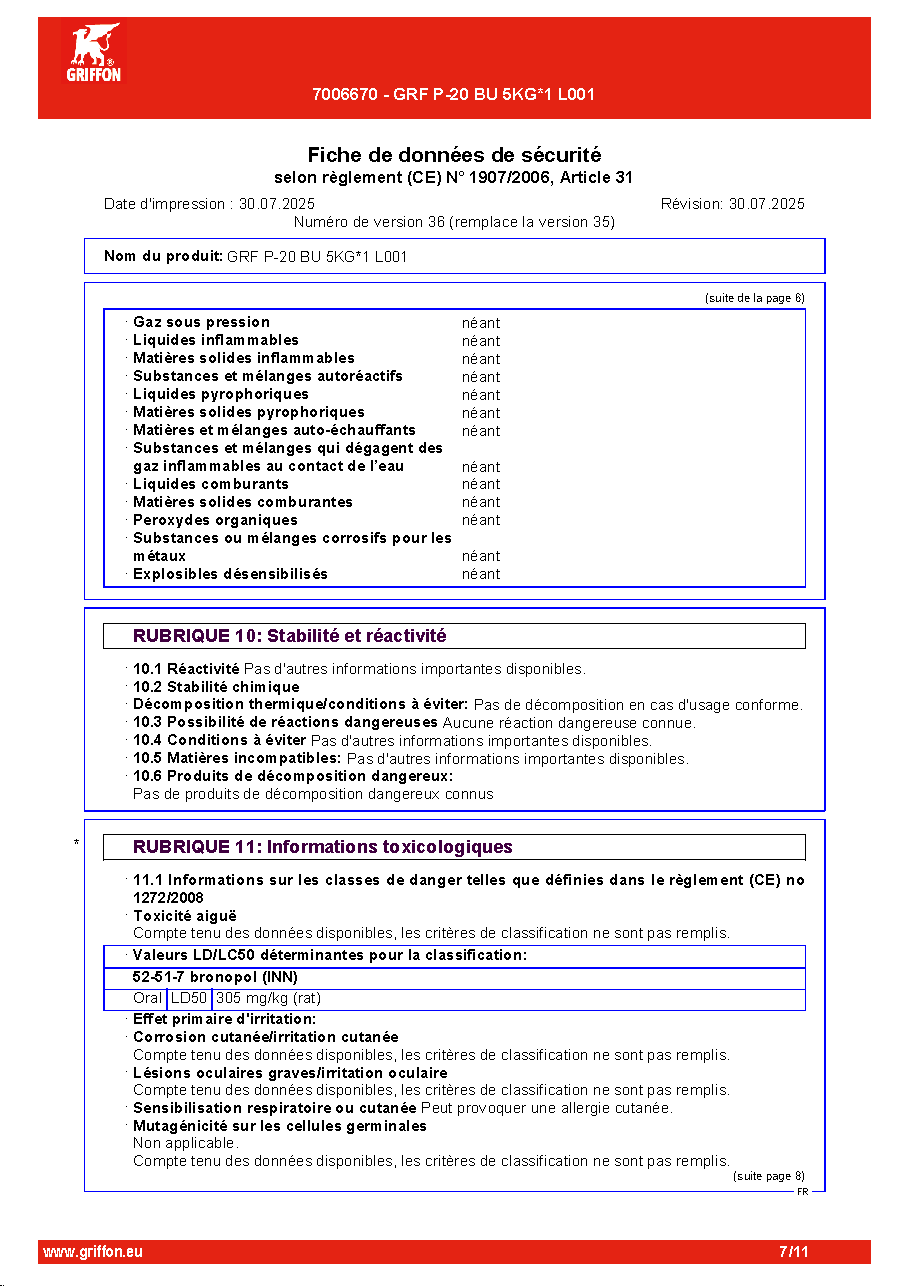 Fiche technique fournisseur