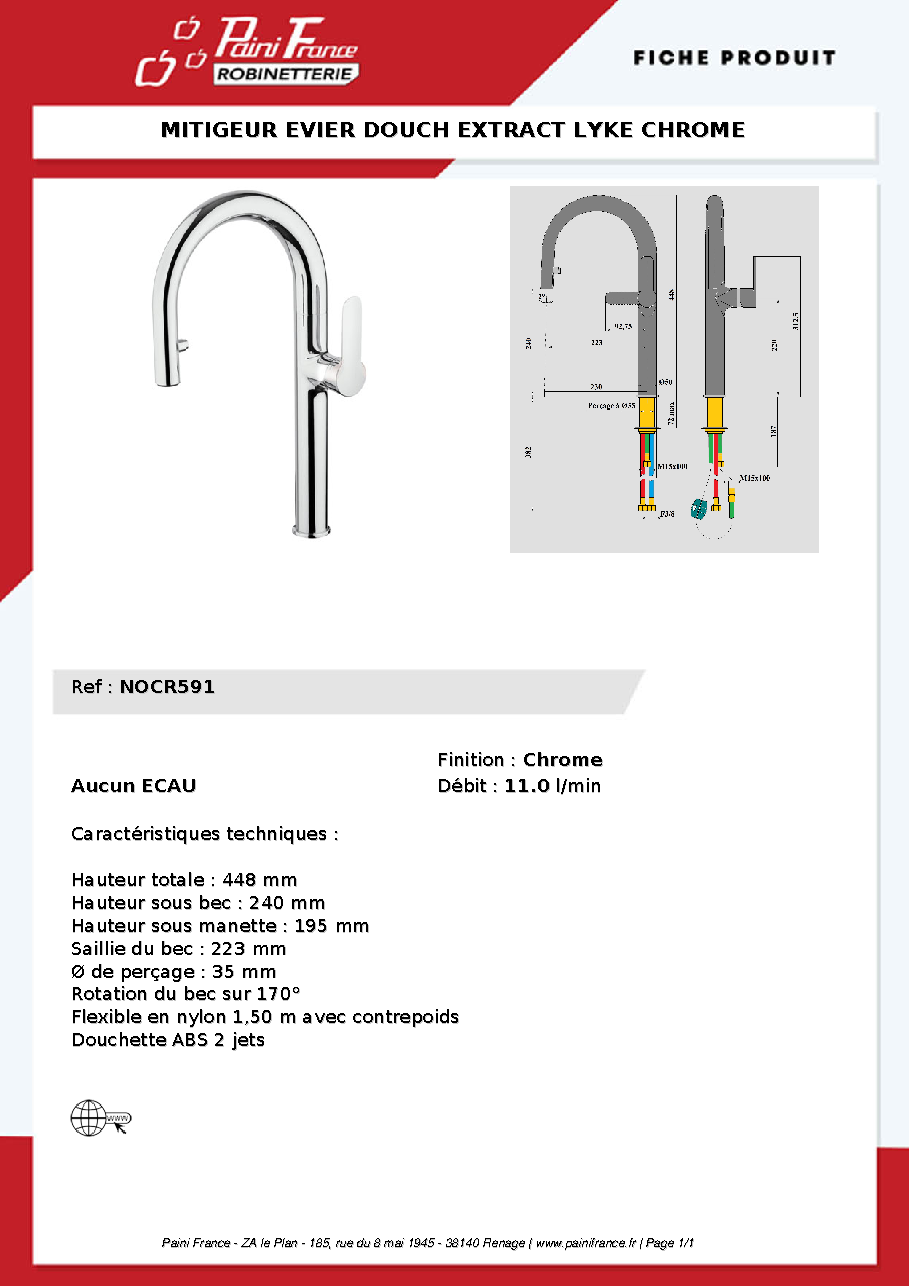 Fiche technique fournisseur