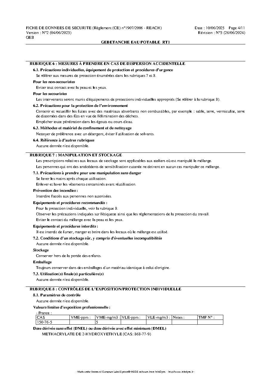 Fiche technique fournisseur