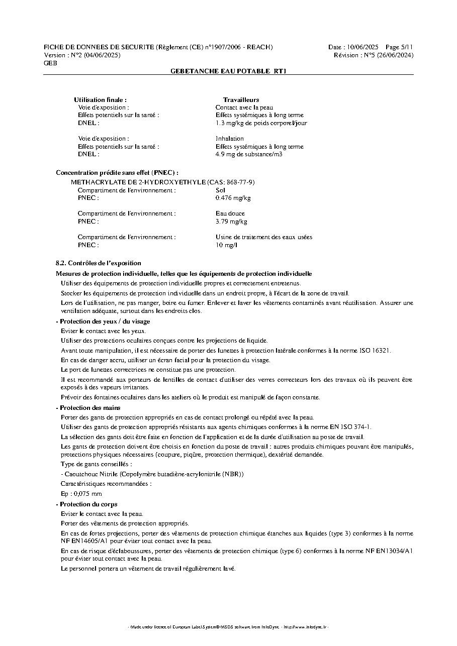 Fiche technique fournisseur