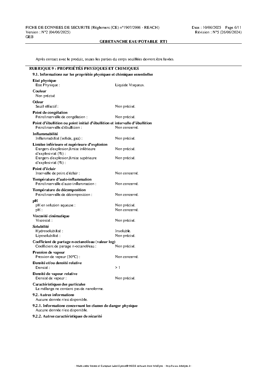 Fiche technique fournisseur