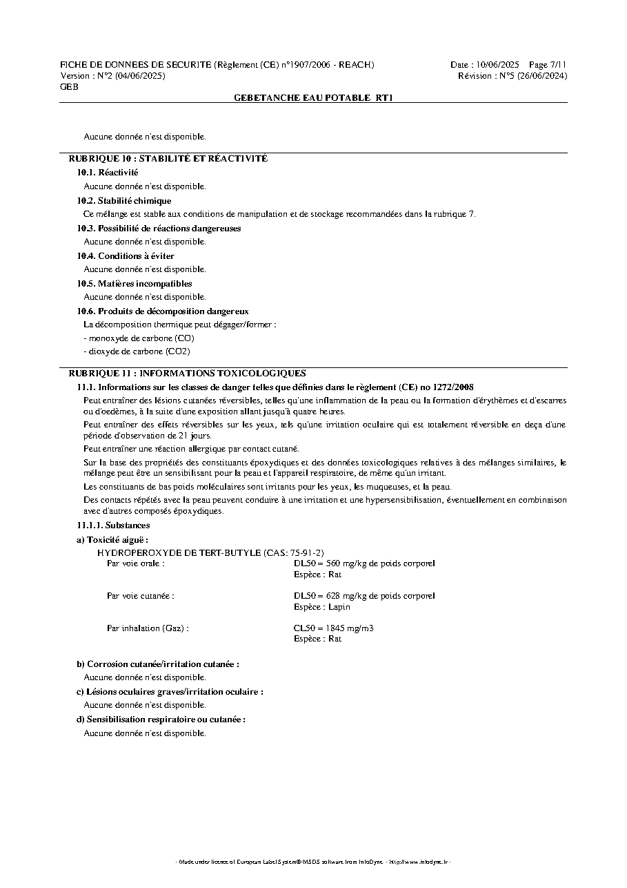 Fiche technique fournisseur