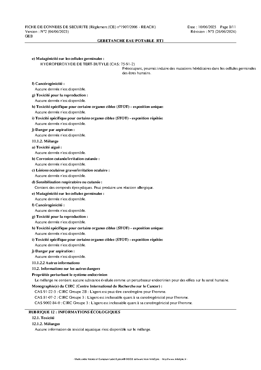 Fiche technique fournisseur