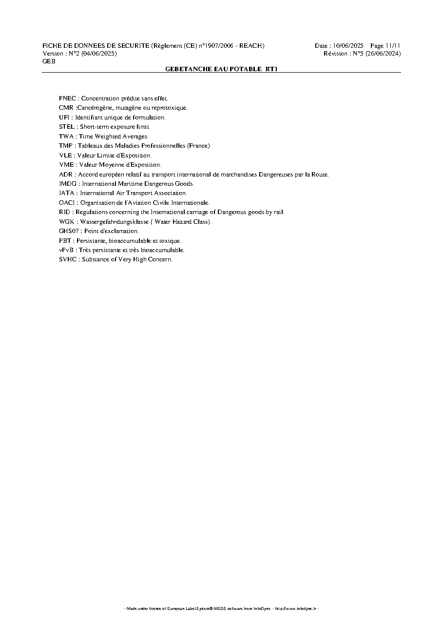 Fiche technique fournisseur