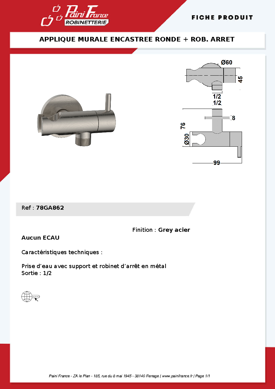 Fiche technique fournisseur