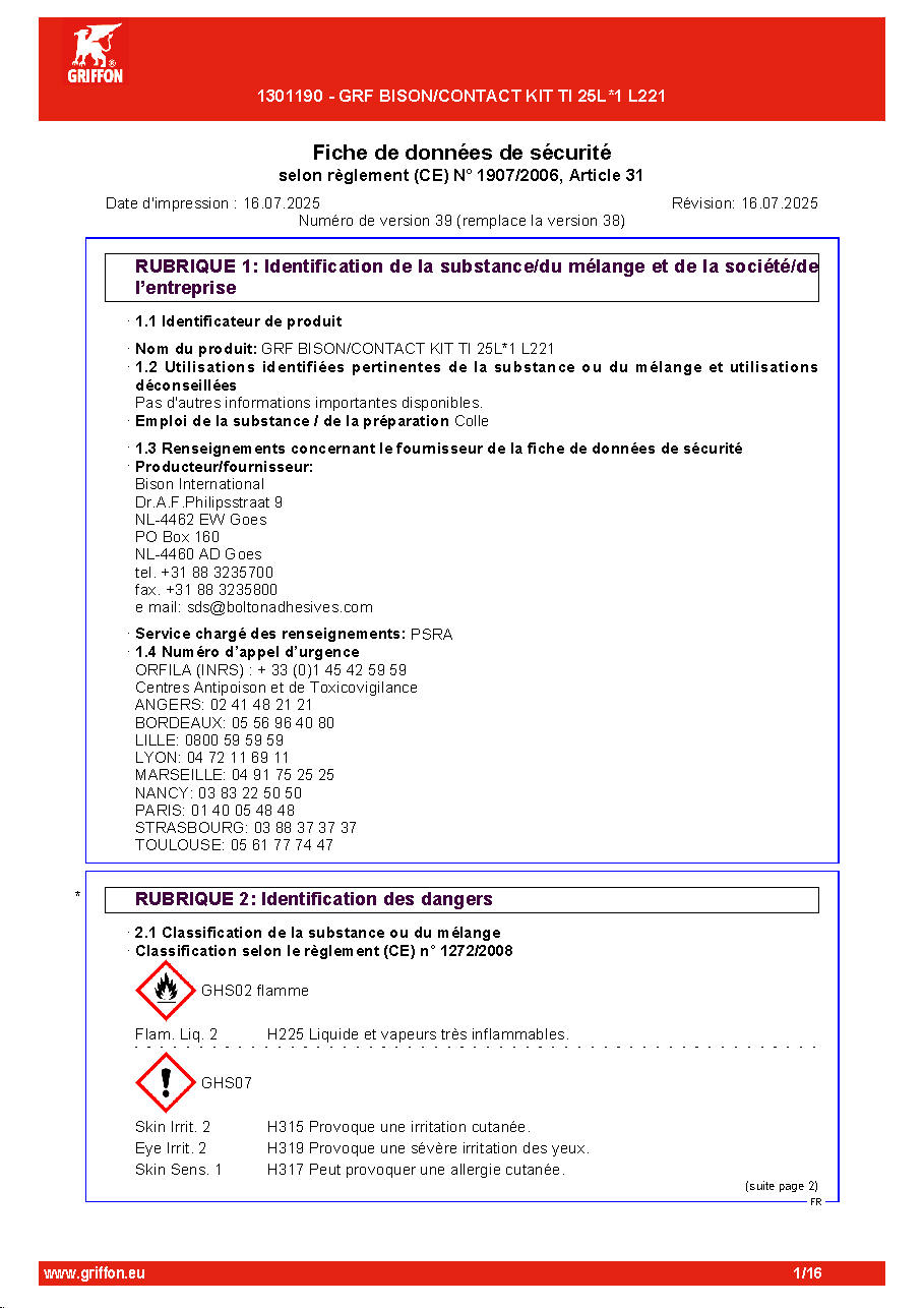 Fiche technique fournisseur