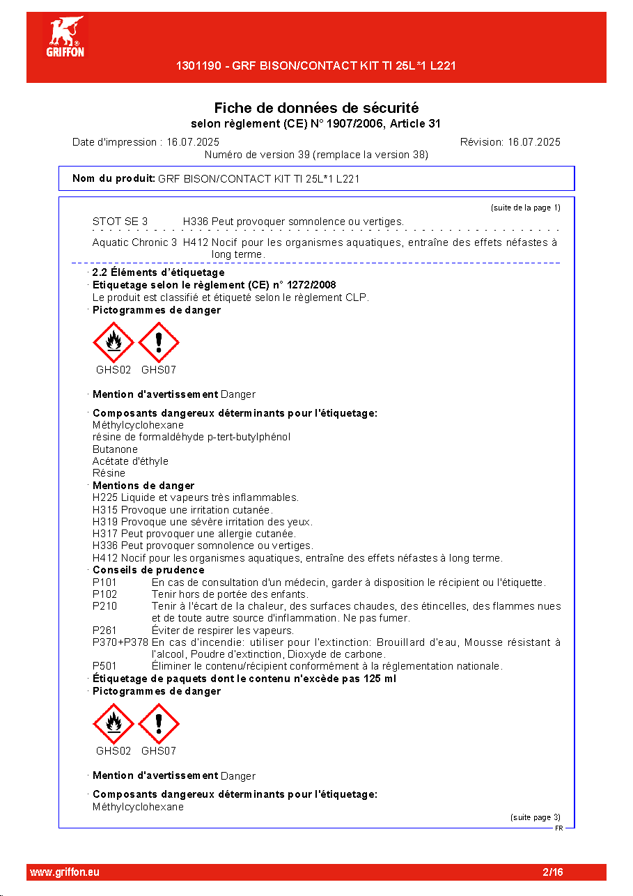 Fiche technique fournisseur