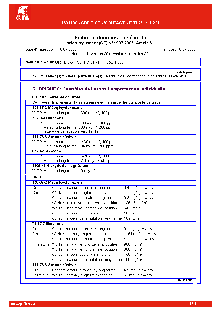Fiche technique fournisseur