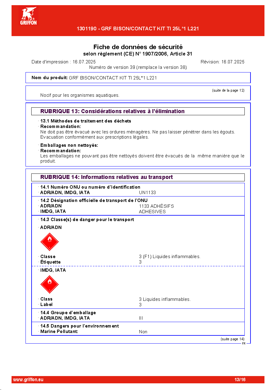 Fiche technique fournisseur