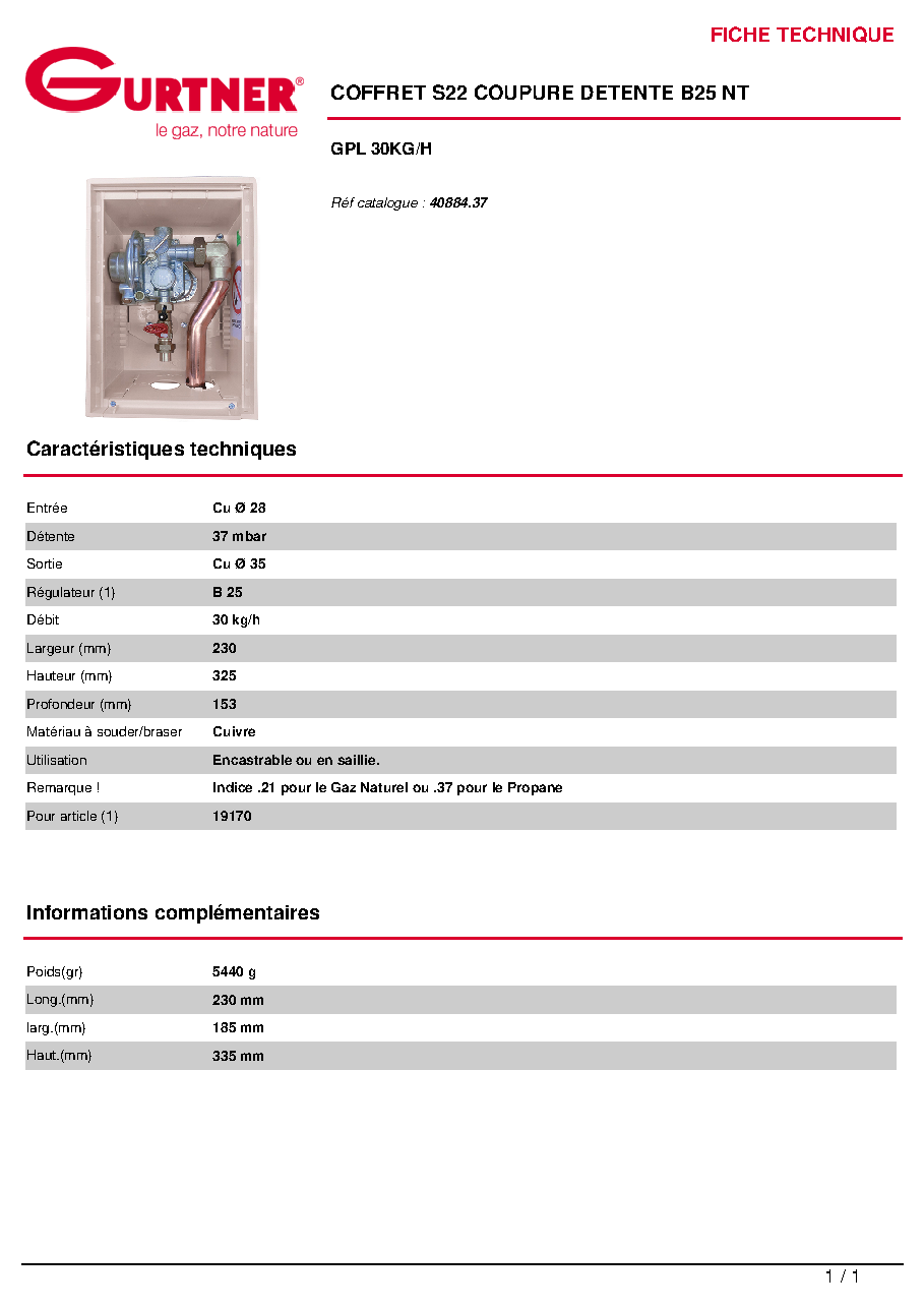 Fiche technique fournisseur