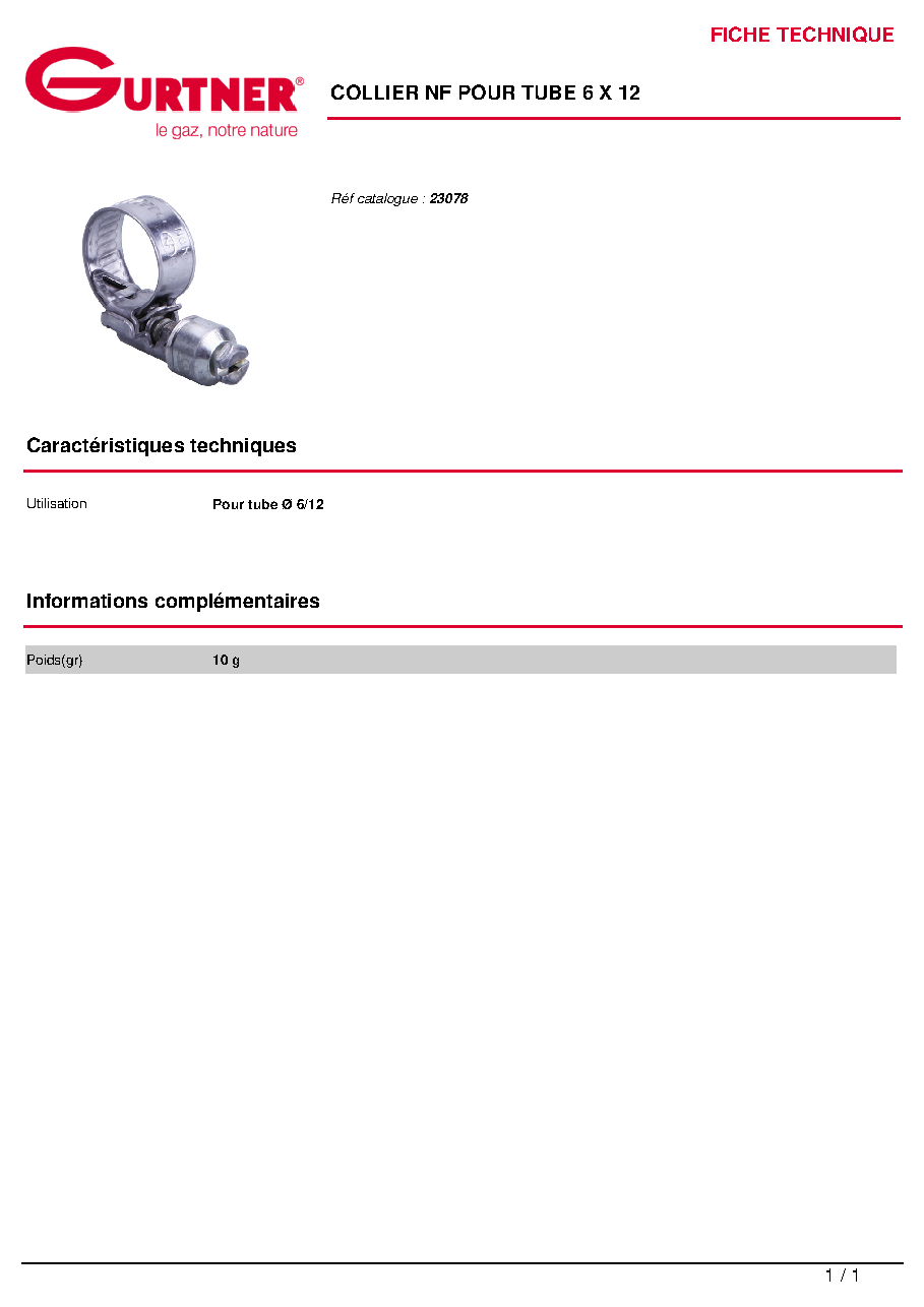 Fiche technique fournisseur