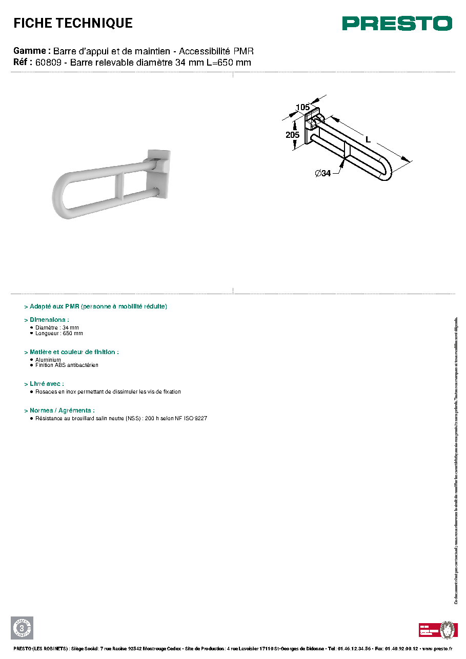 Fiche technique fournisseur