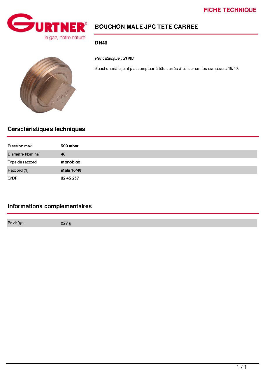 Fiche technique fournisseur